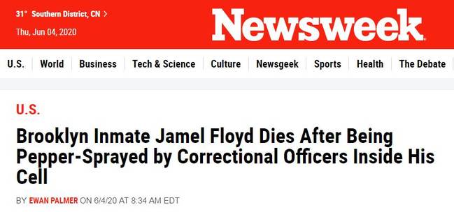 又一名为弗洛伊德的美国黑人死了：被监狱警察喷胡椒喷雾后死亡
